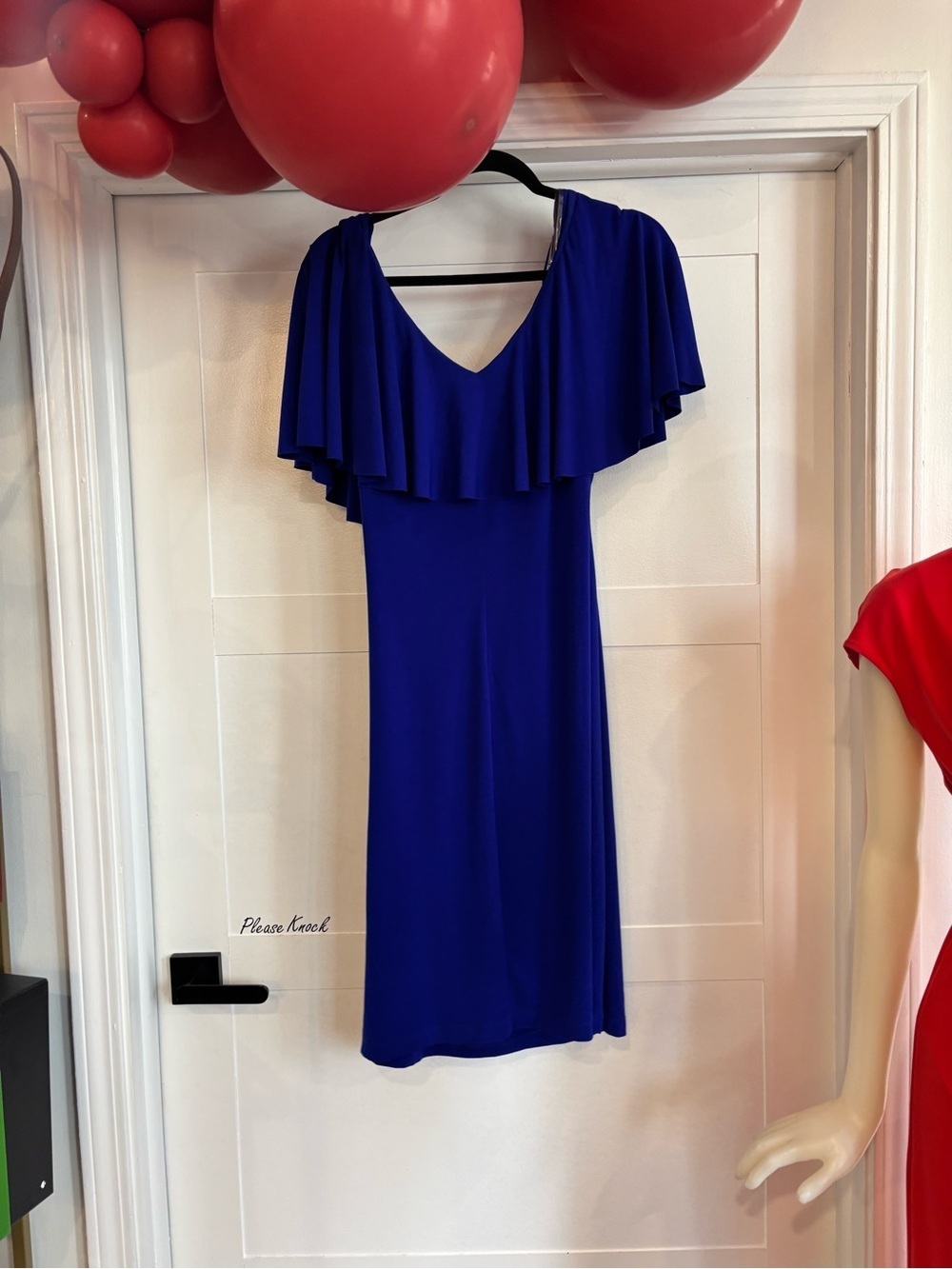 connected apparel Cobalt Blue Ruffle Midi Dress